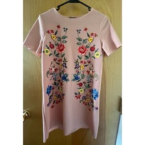 Floral Embossed Pink Dress